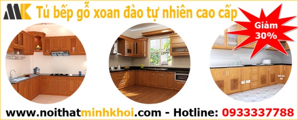 Tủ Bếp Gỗ Xoan Đào Tự Nhiên Giảm Giá 30%