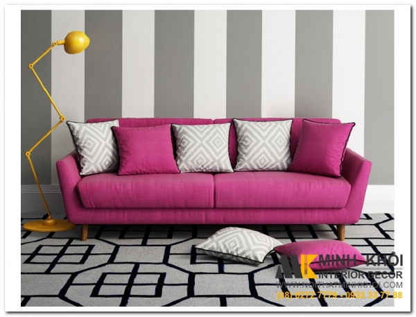 Ghế sofa màu hồng trẻ trung