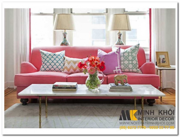 Ghế sofa màu hồng trẻ trung