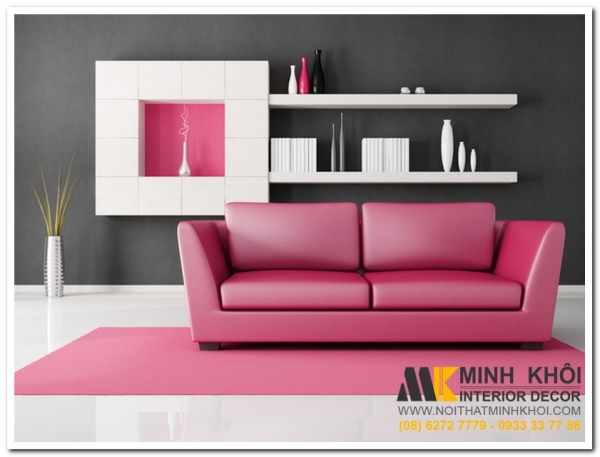 Ghế sofa màu hồng trẻ trung