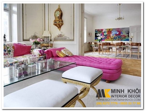 Ghế sofa màu hồng trẻ trung
