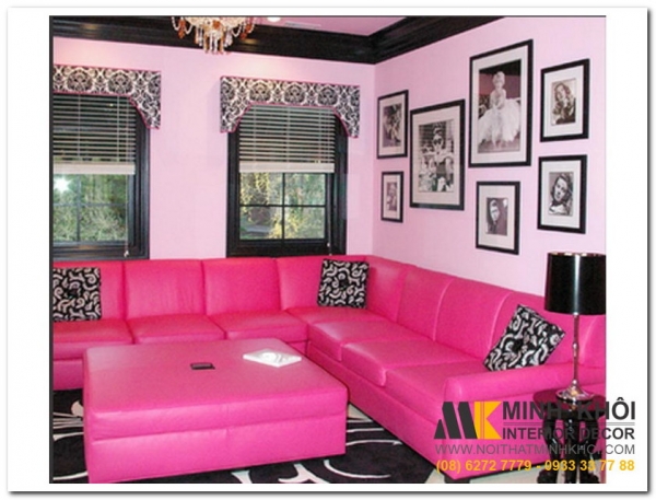 Ghế sofa màu hồng trẻ trung