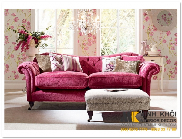 Ghế sofa màu hồng trẻ trung