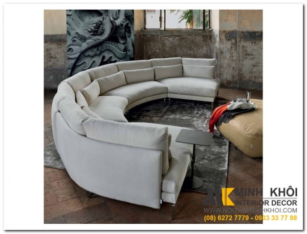 Ghế sofa tròn uốn lượn cho phòng khách thêm ấn tượng