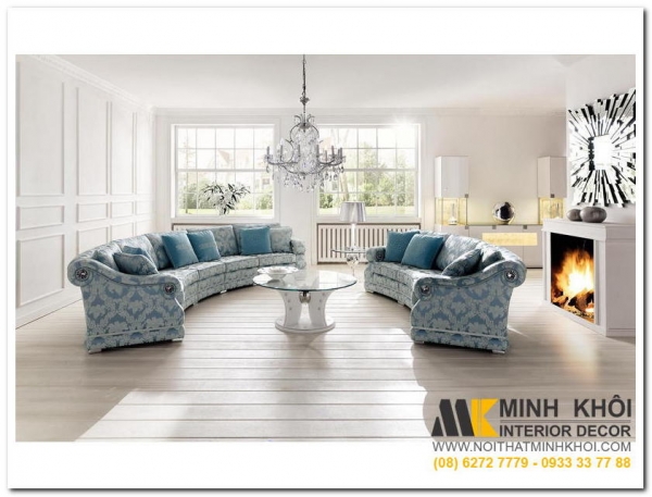 Ghế sofa tròn uốn lượn cho phòng khách thêm ấn tượng