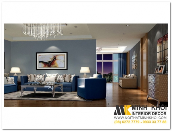 Mẫu ghế sofa màu xanh dương đẹp