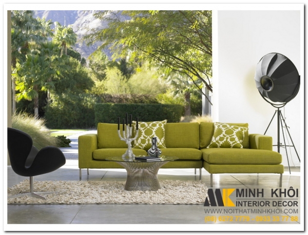 Một số mẫu ghế sofa phòng khách tông xanh lá đẹp