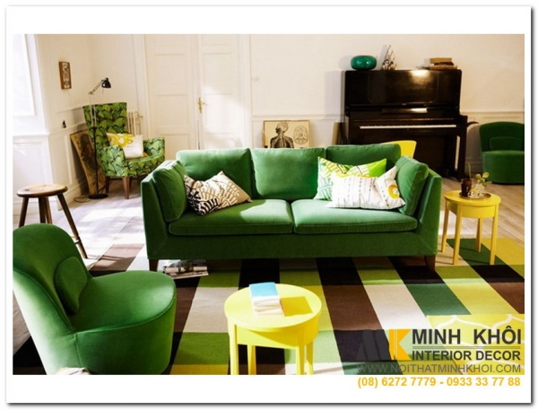 Một số mẫu ghế sofa phòng khách tông xanh lá đẹp