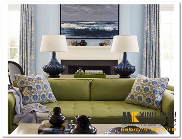 Một số mẫu ghế sofa phòng khách tông xanh lá đẹp