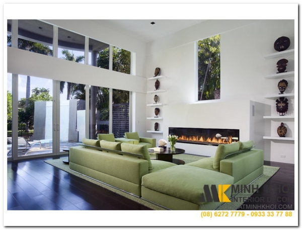 Một số mẫu ghế sofa phòng khách tông xanh lá đẹp