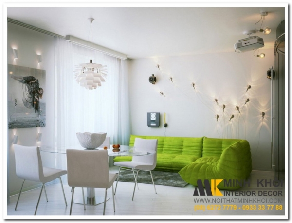 Một số mẫu ghế sofa phòng khách tông xanh lá đẹp