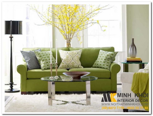 Một số mẫu ghế sofa phòng khách tông xanh lá đẹp