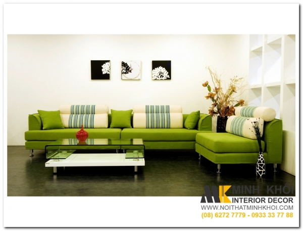 Một số mẫu ghế sofa phòng khách tông xanh lá đẹp