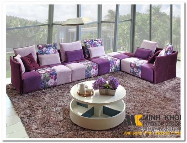 Sofa phòng khách màu tím đẹp - 16 mẫu