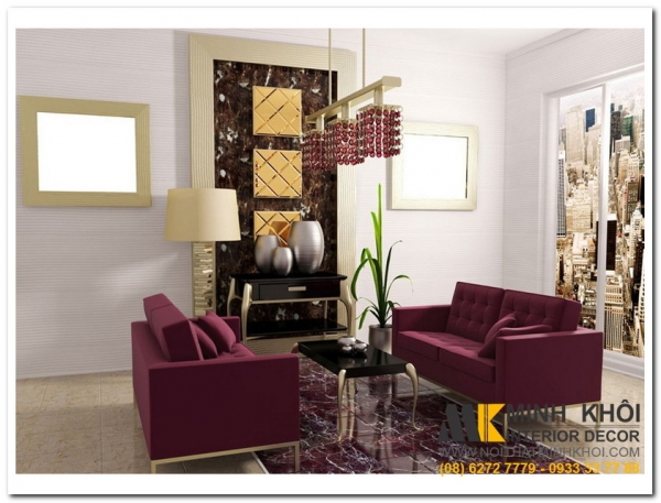 Sofa phòng khách màu tím đẹp - 16 mẫu