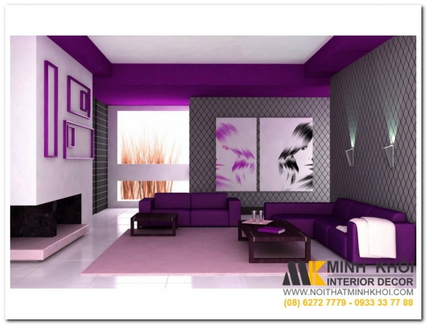 Sofa phòng khách màu tím đẹp - 16 mẫu