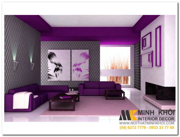 Sofa phòng khách màu tím đẹp - 16 mẫu