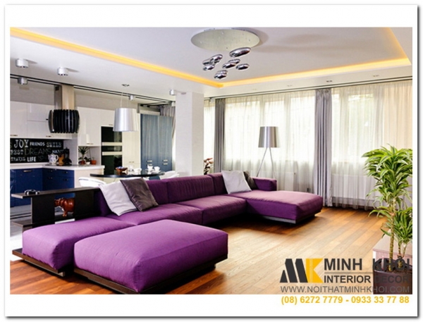 Sofa phòng khách màu tím đẹp - 16 mẫu