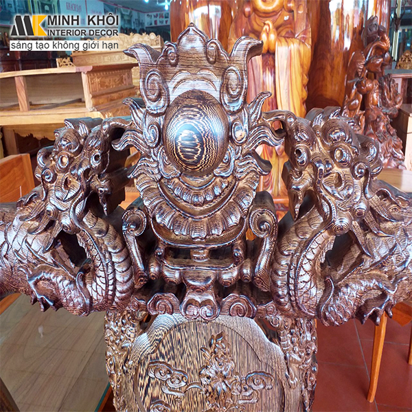 Salon Gỗ Mun Đuôi Công Chạm Rồng Bát Tiên Tay 12 – SL964