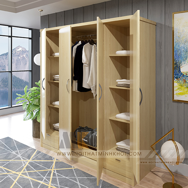 Tủ Quần Áo 4 Cánh Màu Gỗ Sồi - TA612 