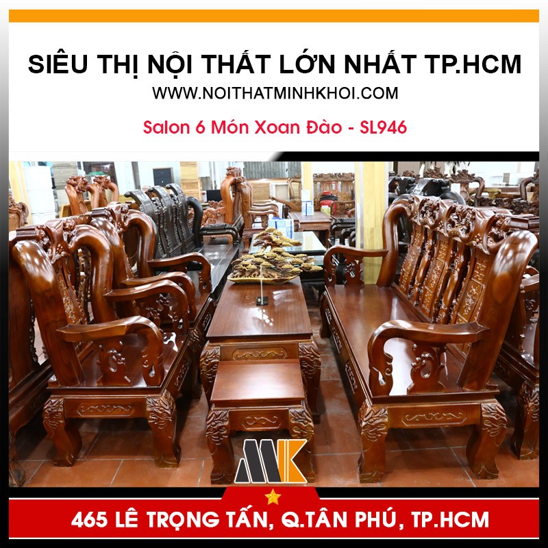 Bộ Bàn Ghế Salon Gỗ Xoan Đào Tay 12 - SL946