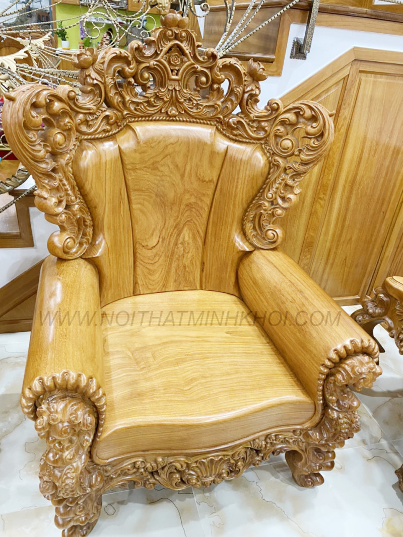 Salon Louis Hoàng Gia Gõ Đỏ Nguyên Khối 8 Món - SL546