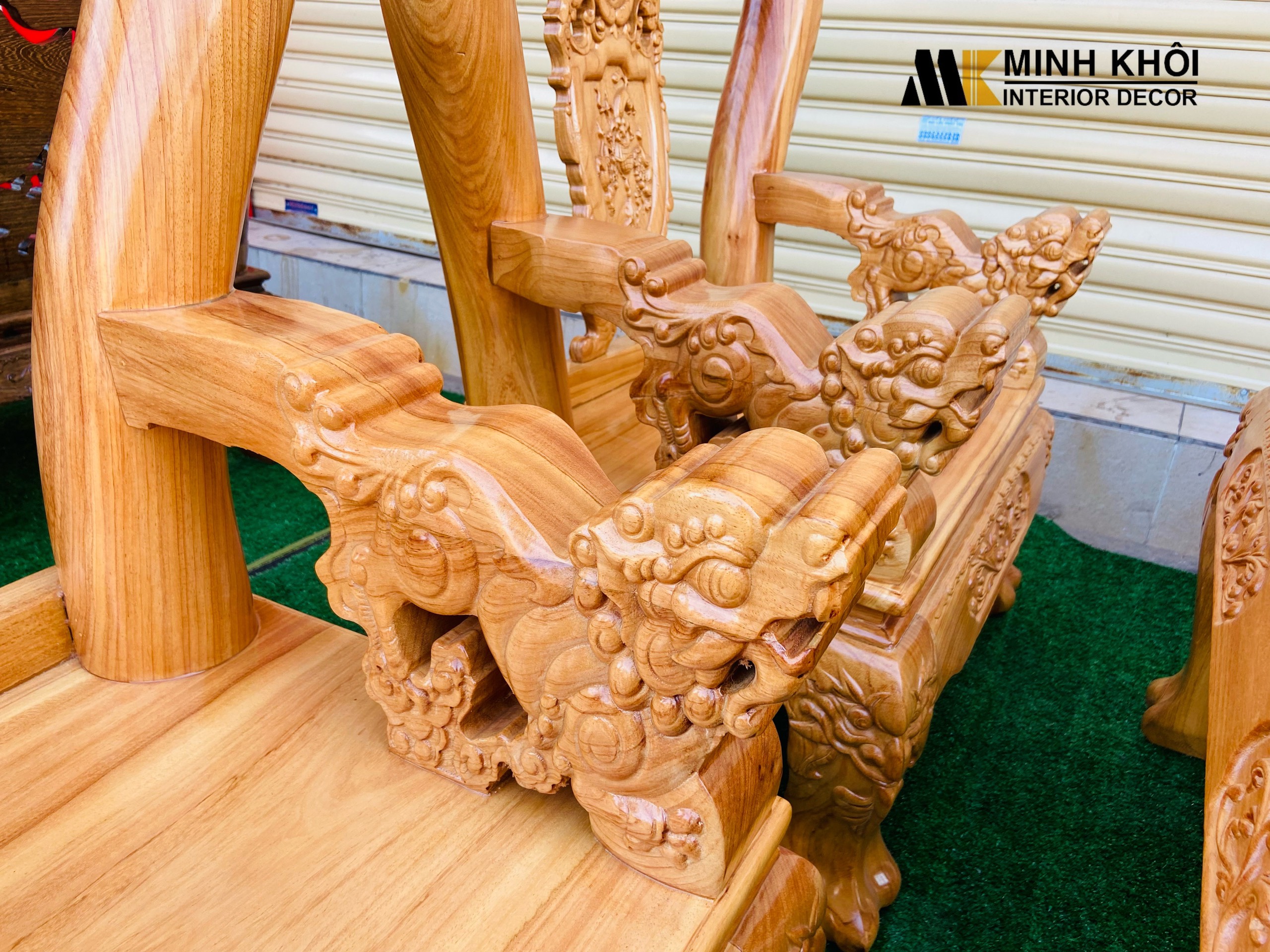 Salon gỗ gõ đỏ chạm nghê - SL3008