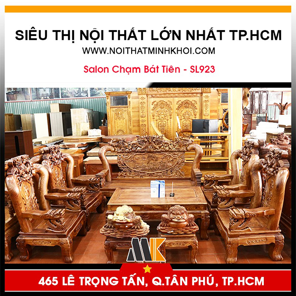 Salon Gỗ Hương Chạm Bát Tiên 10 Món, Tay 14 - SL923