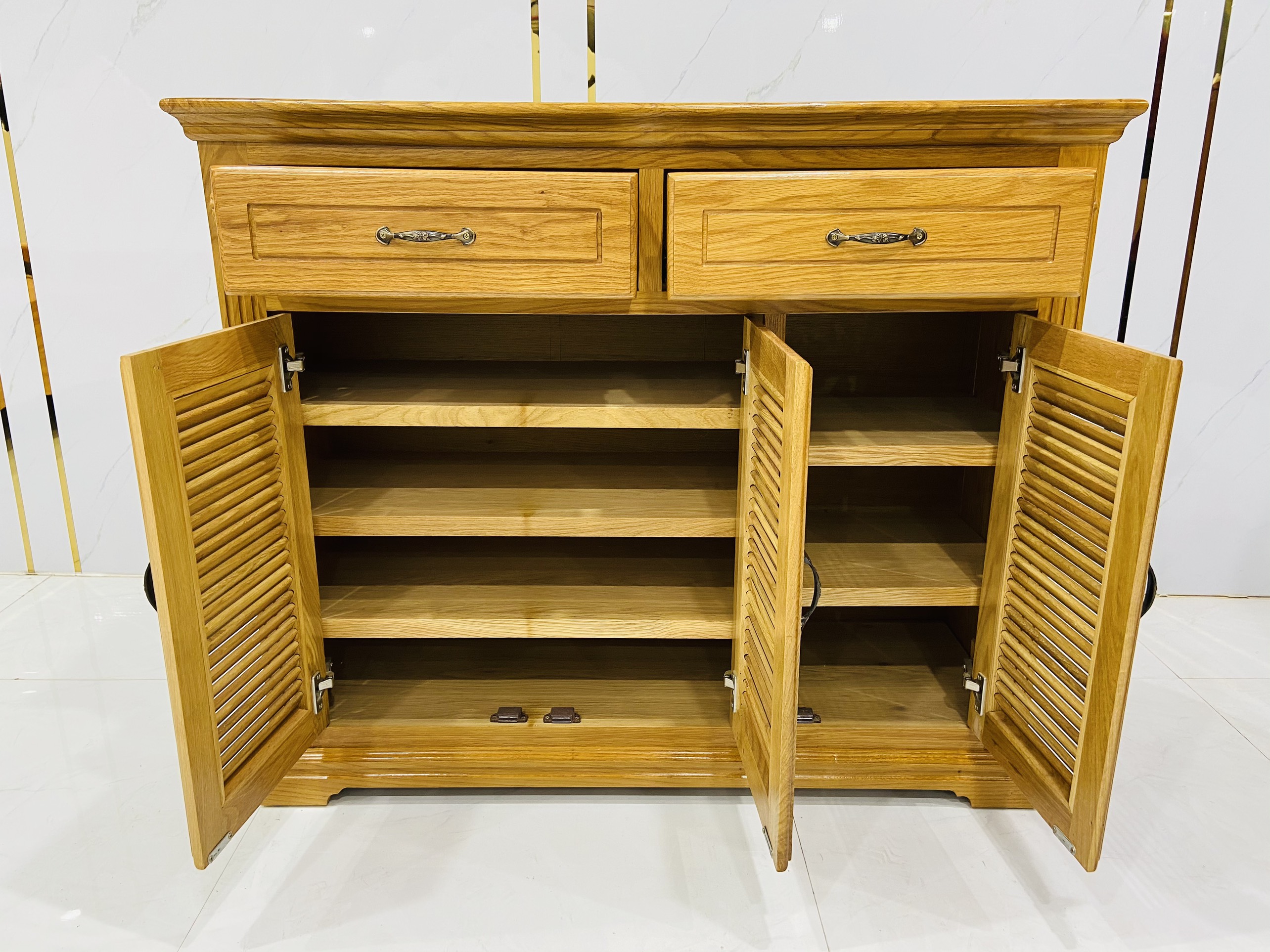 Tủ Giày Dép Lá Sách Gỗ Sồi mỹ 1m2 TGD205
