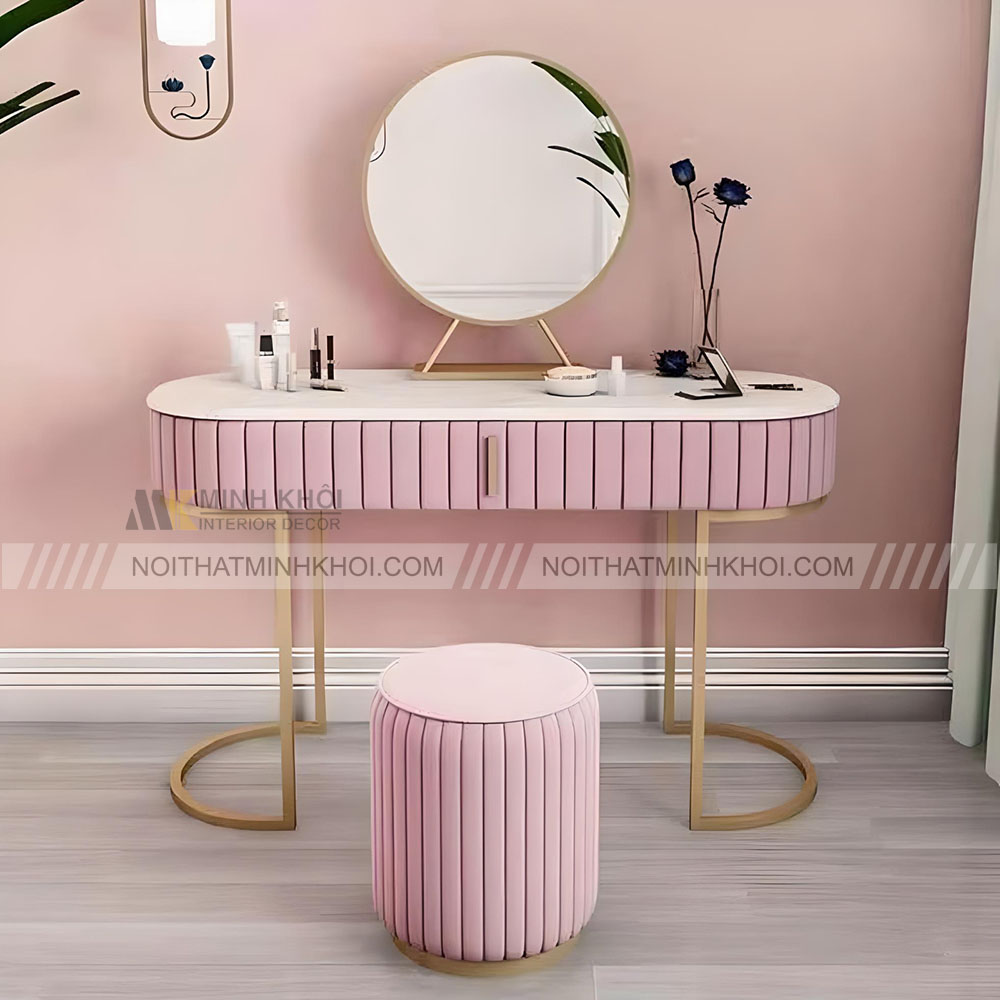 Bàn trang điểm mini dễ thương màu hồng pastel