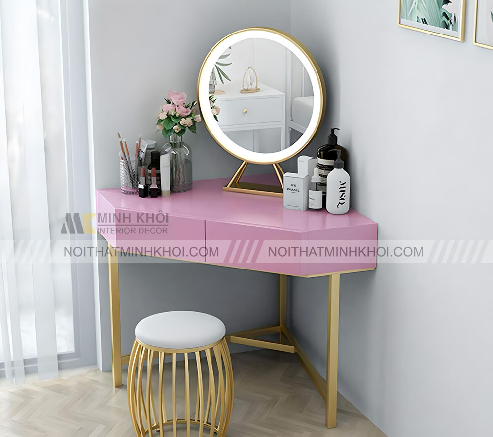 Bàn trang điểm mini dễ thương màu hồng pastel2
