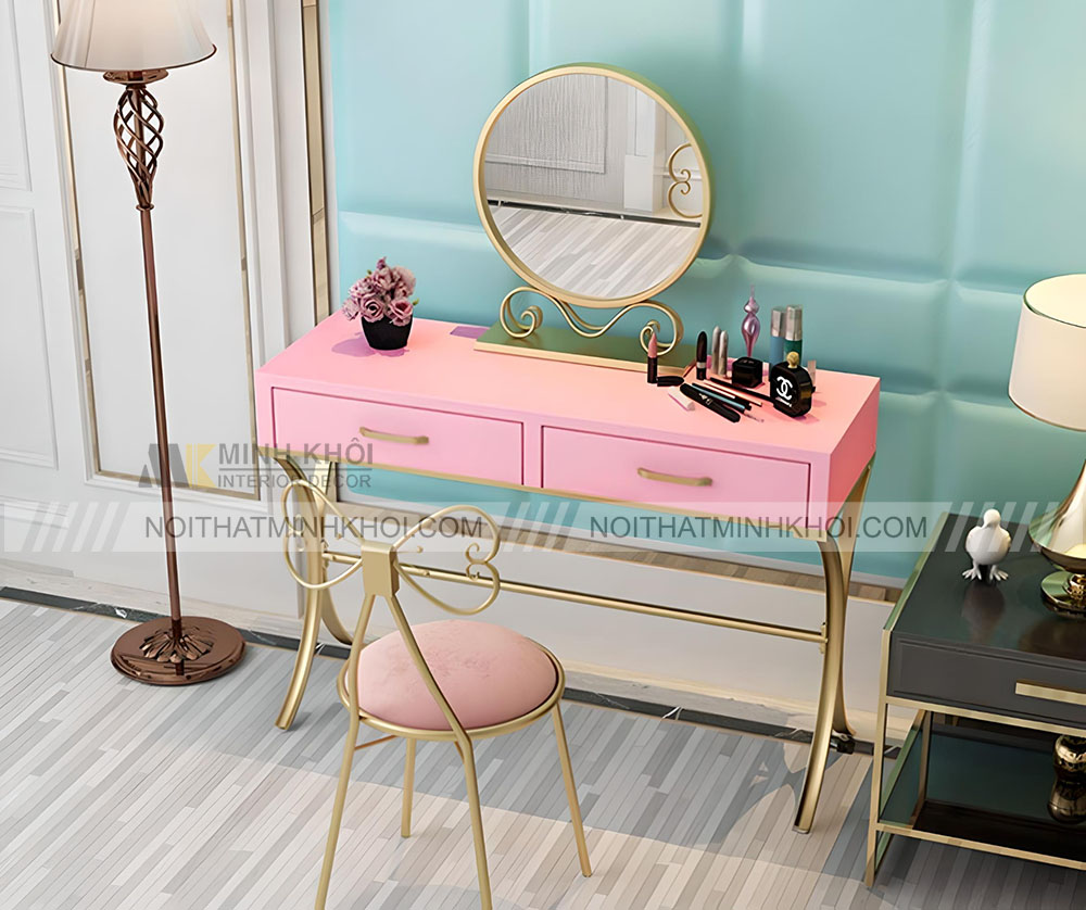 Bàn trang điểm mini dễ thương màu hồng pastel