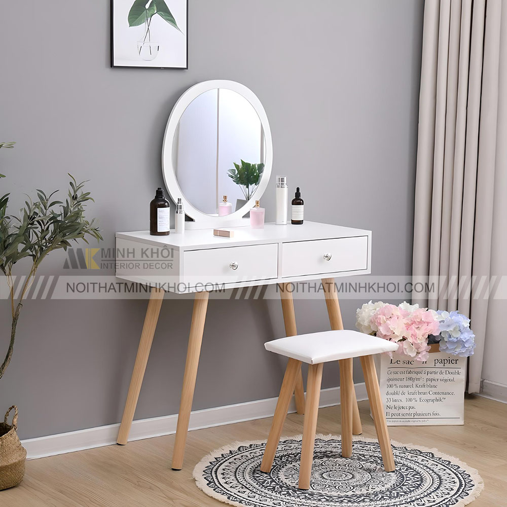 Bàn trang điểm mini dễ thương màu trắng đơn giản