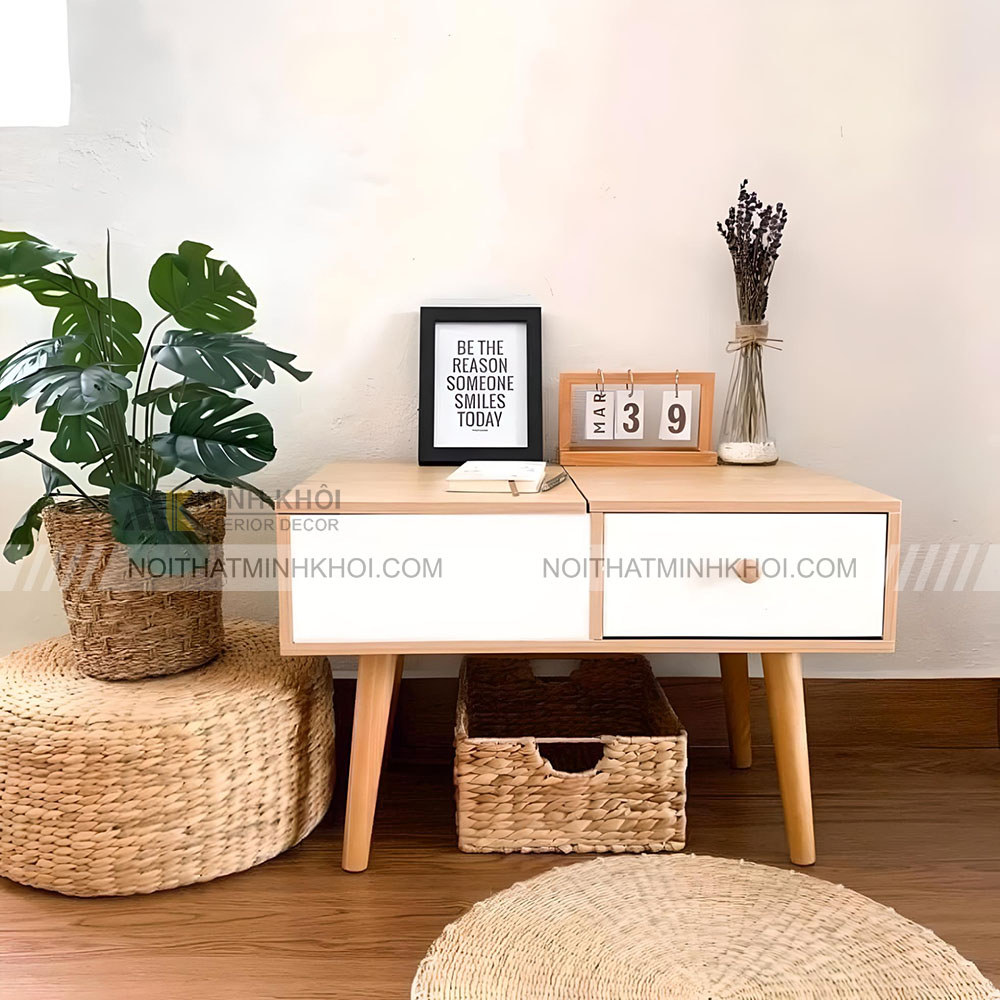 Bàn trang điểm mini dễ thương màu vàng sáng