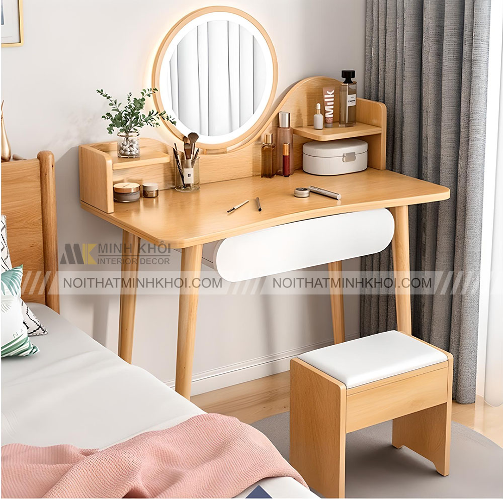 Bàn trang điểm mini dễ thương màu vàng sáng