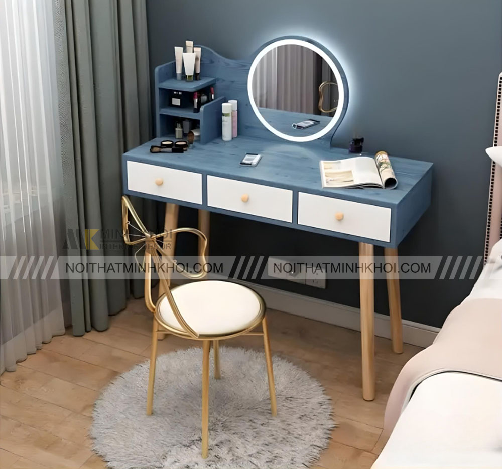 Bàn trang điểm mini dễ thương màu xanh dương