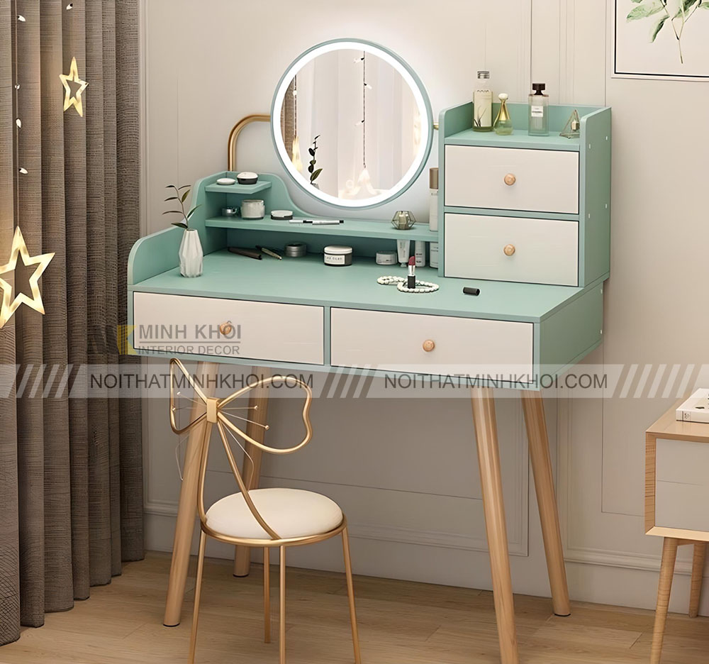 Bàn trang điểm mini dễ thương màu xanh mint