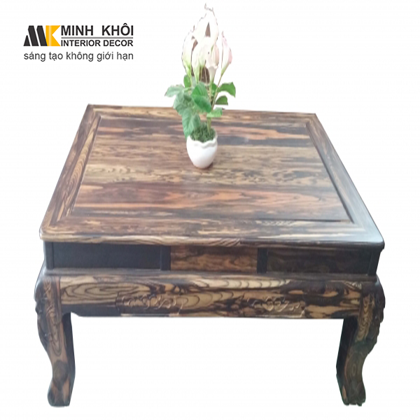 Bàn Ghế Phòng Khách Gỗ Mun Sọc Cao Cấp Tay 12 Chạm Nghê 10 Món