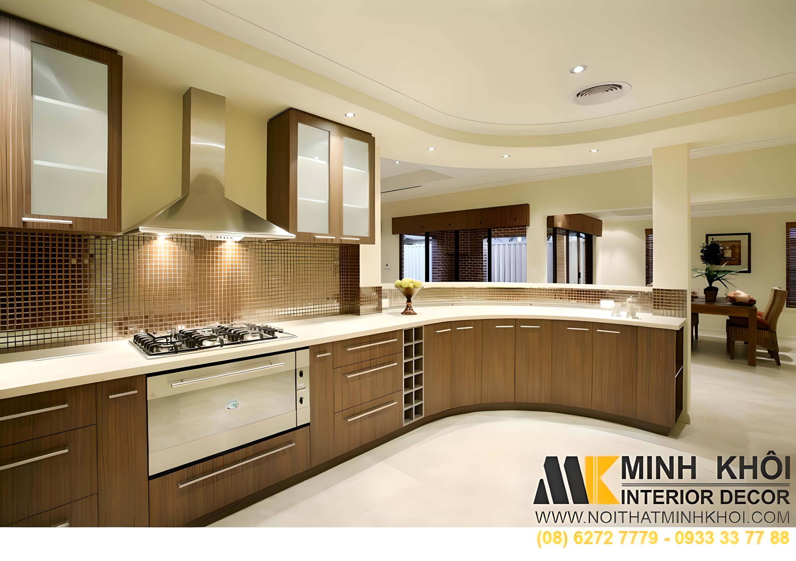 Kệ bếp gỗ bo tròn sáng tạo