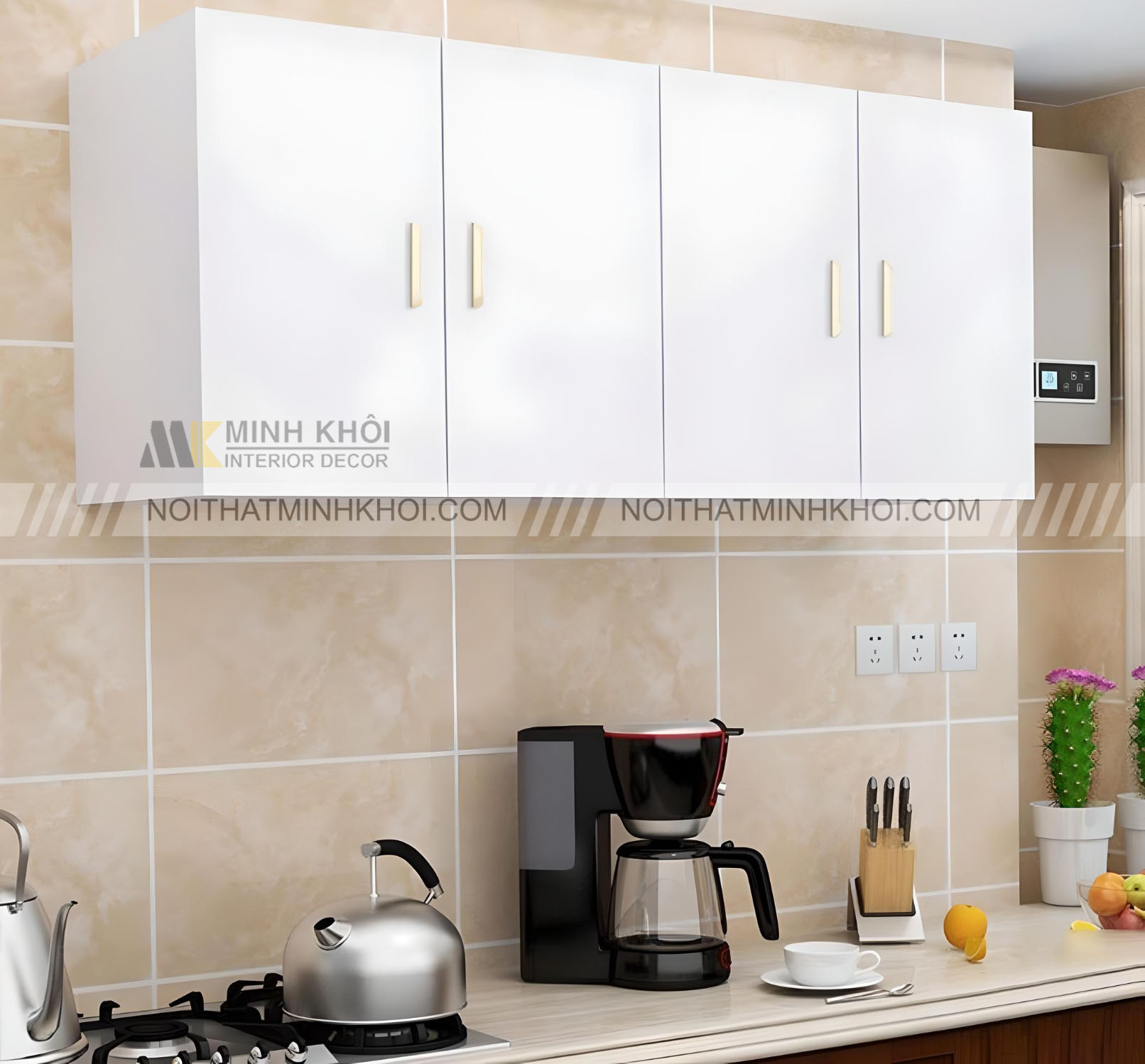 Kệ gỗ bếp treo tường đơn giản, đẹp mắt