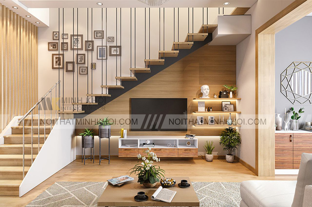 Kệ tivi đa năng dưới gầm cầu thang