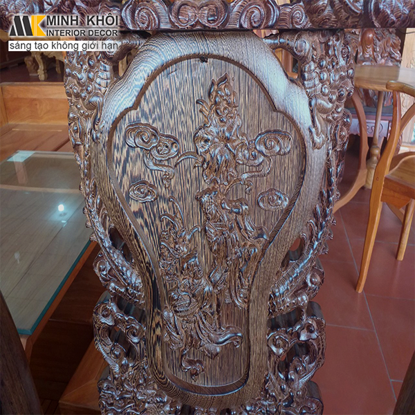 Salon Gỗ Mun Đuôi Công Chạm Rồng Bát Tiên Tay 12 – SL964