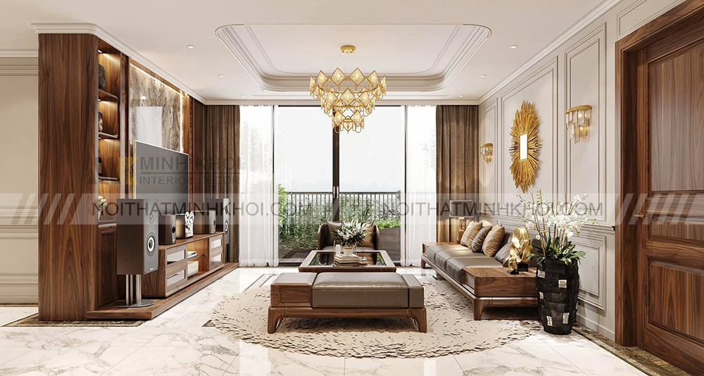 Mẫu Sofa gỗ óc chó chữ i