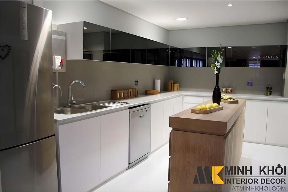 Mẫu tủ bếp đa năng có bàn đảo