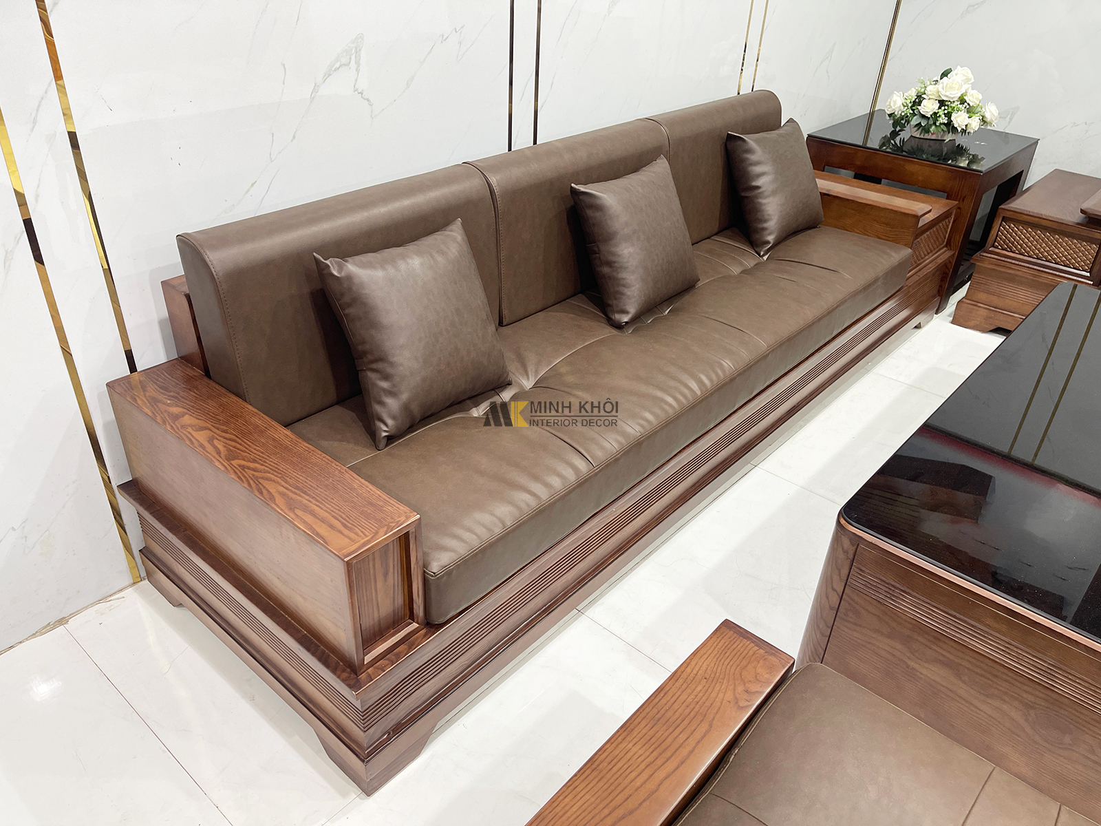 Bộ Sofa Hiện Đại Gỗ Sồi Óc Chó 5 Món Có Nệm - SF846