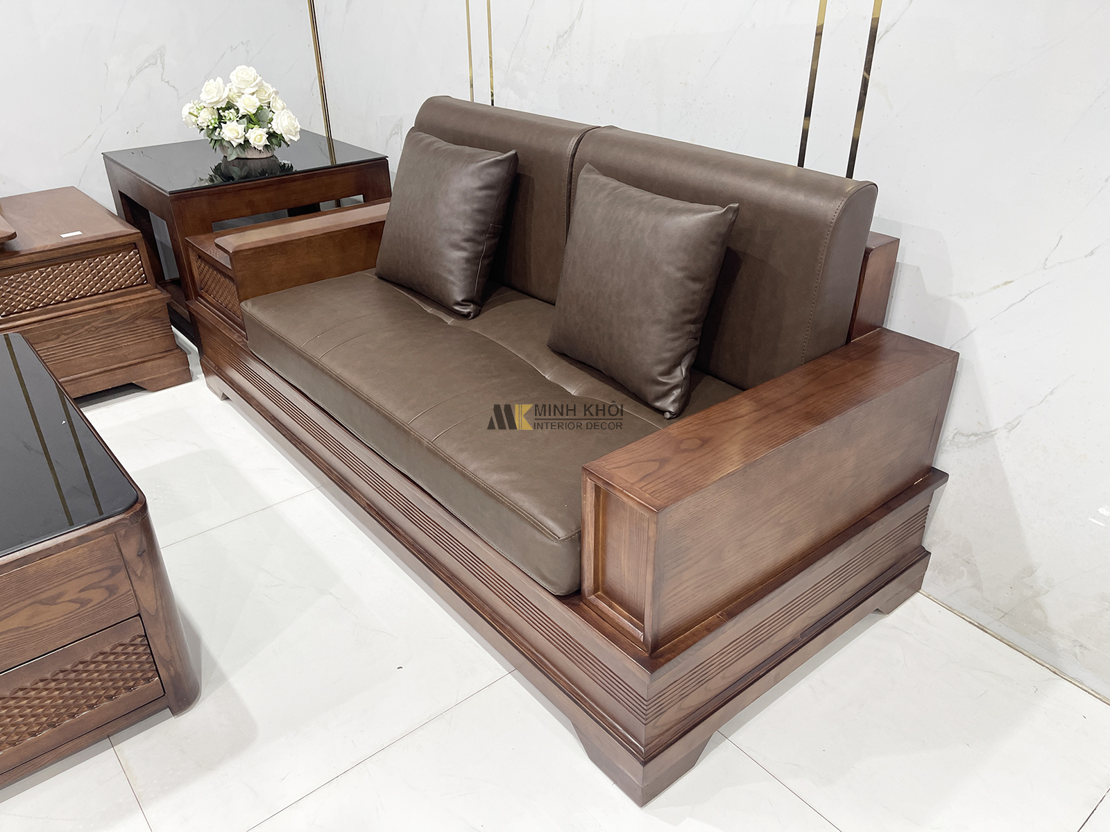 Bộ Sofa Hiện Đại Gỗ Sồi Óc Chó 5 Món Có Nệm - SF846