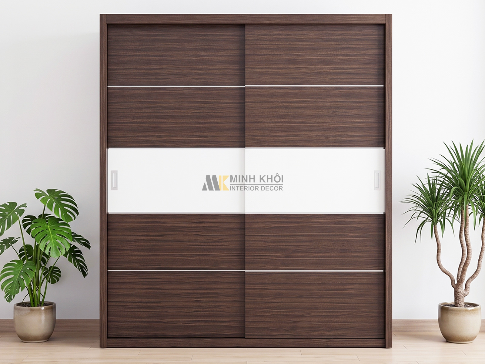 Tủ Áo Quần Cửa Lùa Gỗ MFC Hiện Đại Màu Nâu - TA072