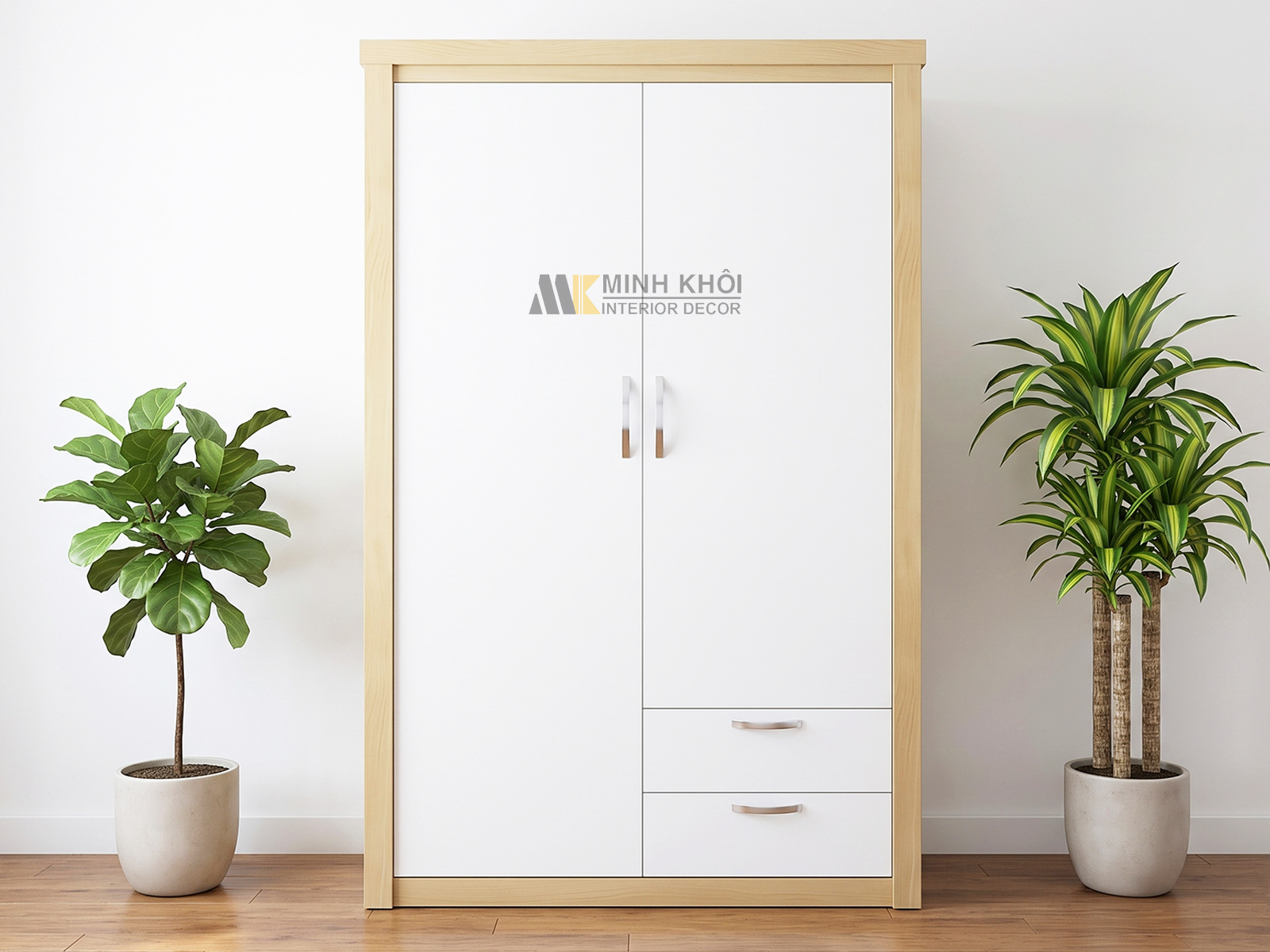 Tủ Áo Hiện Đại 2 Cánh MDF Màu Vân Sồi - TA643