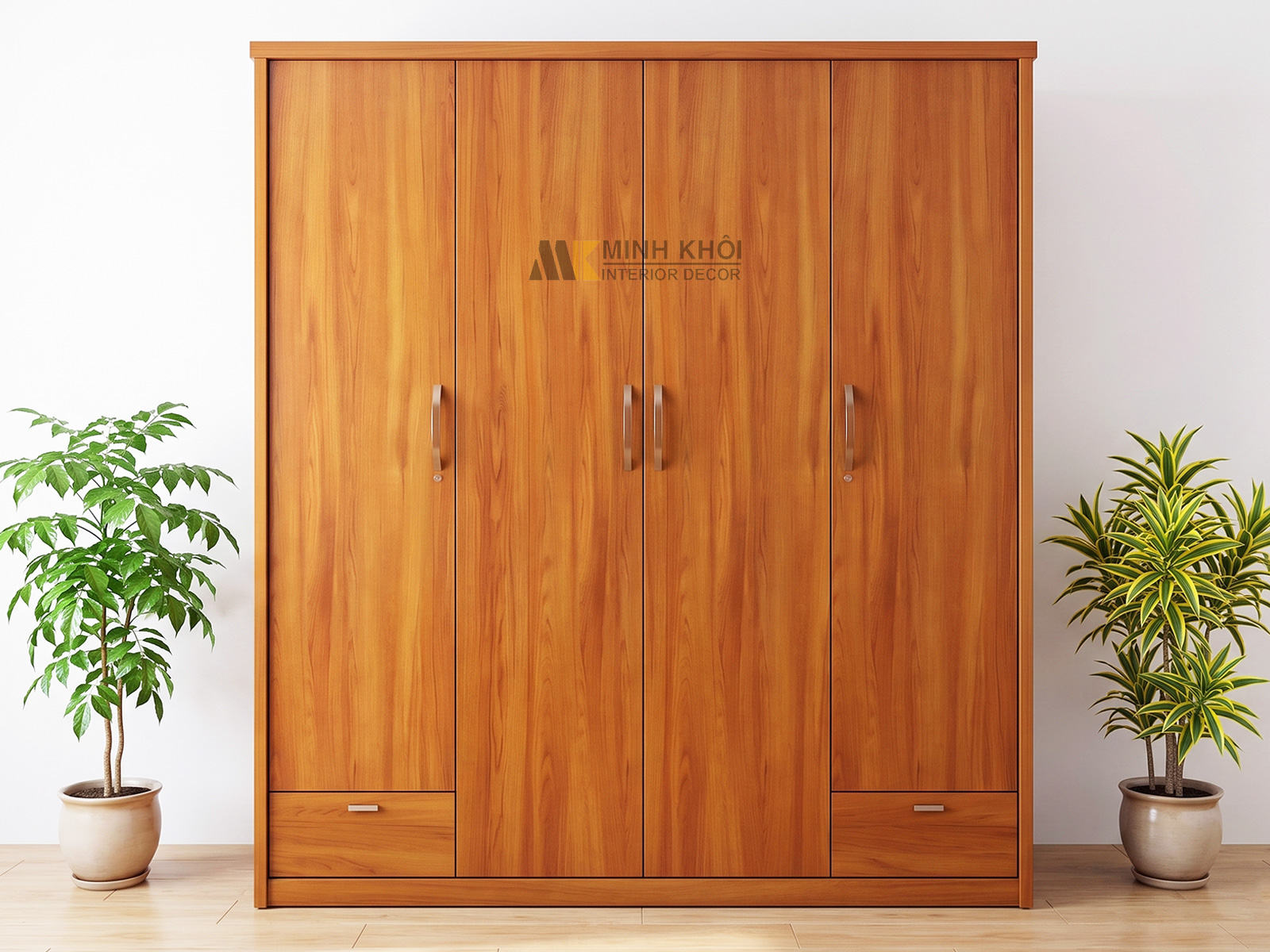 Tủ Áo 4 Cánh Màu Gỗ Xoan Đào 1m8 - TA669