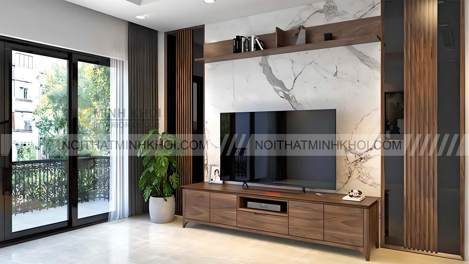 Thiết kế kệ tivi hiện đại với kiểu dáng thời thượng